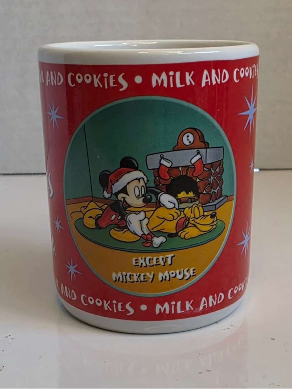 Vintage Disney Cup Santa’s Cookies and Milk Mickey Mouse